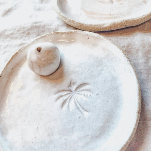 Clay Incense Holder circle with palm
