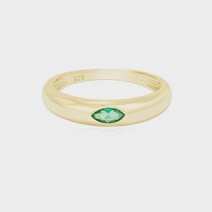 Gold Oval Emerald Dome Ring