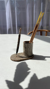Clay incense burner and holder